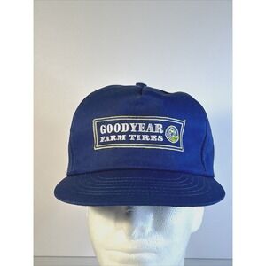 Vintage Goodyear Farm Tires Hat Cap  Snap Back Blue Trucker Patch Swingster